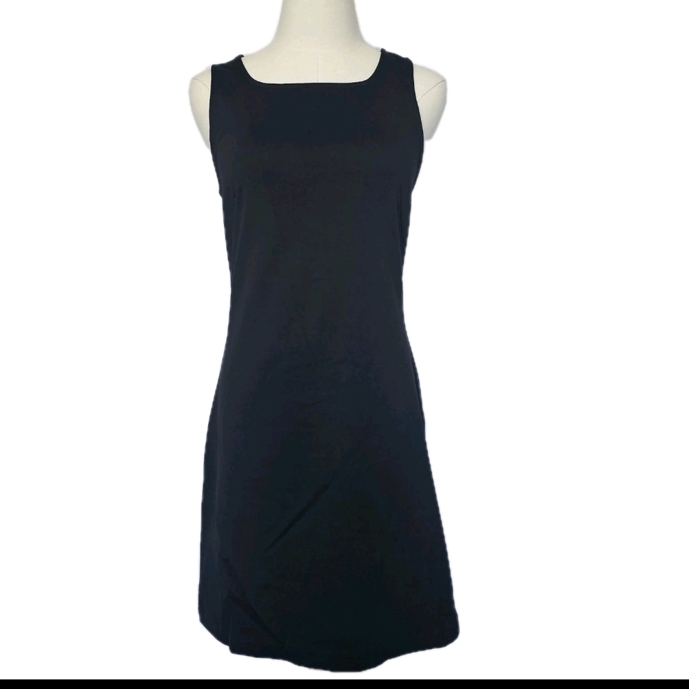Everlane Sleeveless Square Neck  Black Short Simple Minimal Summer Dress,  LBD